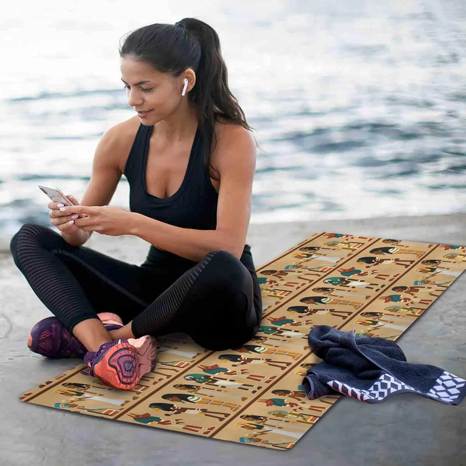 Oyihfvs 1mm Thick Non Slip Rubber Yoga Mat, Fitness Safe Exercise Mat with Bag, Durable Folding Workout Mat for Pilates and Floor Exercises