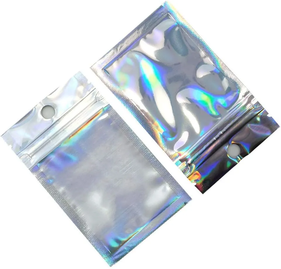 PABCK 100 Pack 3.5x4.7 inch (Inside Size 3.14x3.5 inch) Resealable Foil Pouch Clear Front Heat Seal Bags with Hang Hole for Zip Food Storage Lock Bag Reclosable Airtight Zipper Lock Packaging