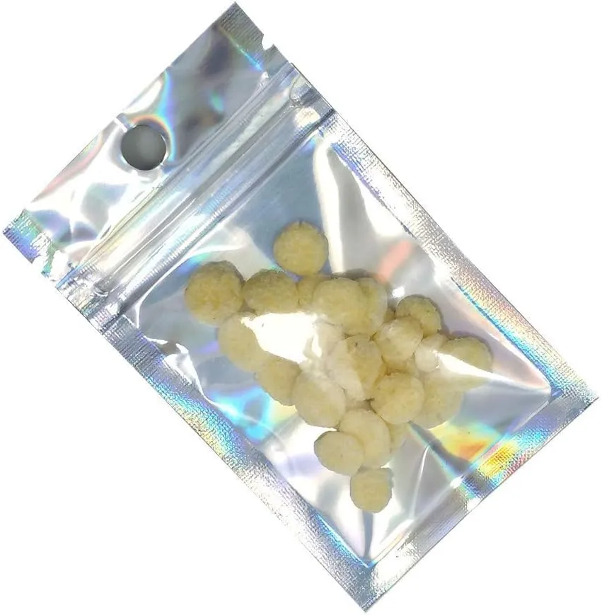 PABCK 100 Pack 3.5x4.7 inch (Inside Size 3.14x3.5 inch) Resealable Foil Pouch Clear Front Heat Seal Bags with Hang Hole for Zip Food Storage Lock Bag Reclosable Airtight Zipper Lock Packaging