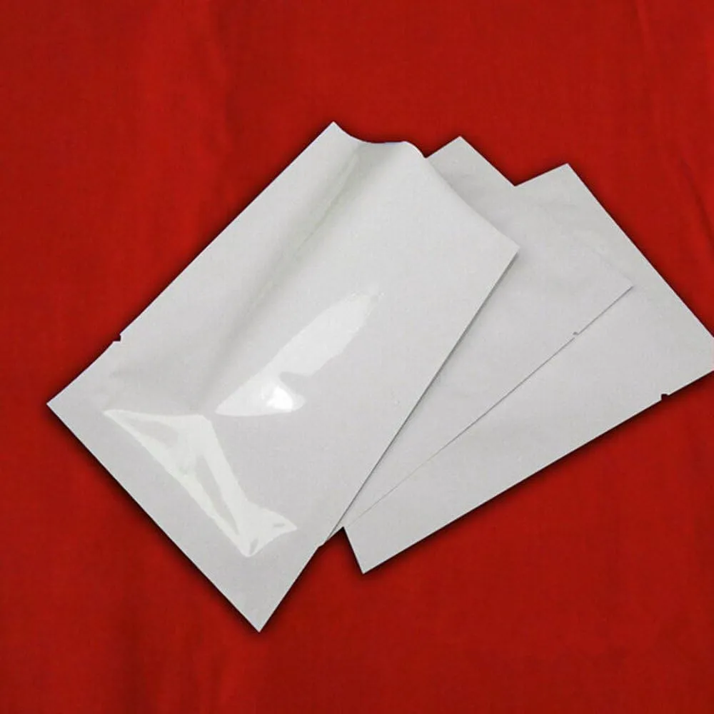 PABCK 500 Pieces White Metallic Mylar Foil Open Top Sealable Bags 3.1x4.7 inch (2.8x4.3 inch Inner Size) Vacuum Heat Seal Pouches for Food Storage Packaging with Tear Notches