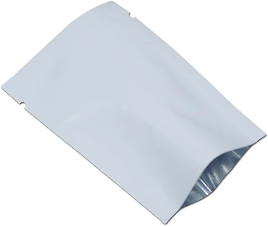 PABCK 500 Pieces White Metallic Mylar Foil Open Top Sealable Bags 3.1x4.7 inch (2.8x4.3 inch Inner Size) Vacuum Heat Seal Pouches for Food Storage Packaging with Tear Notches