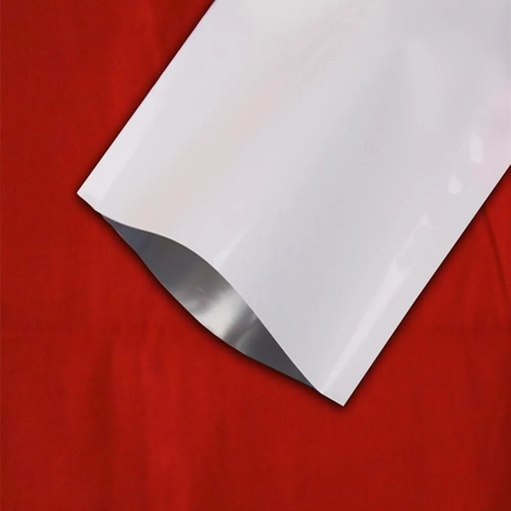 PABCK 500 Pieces White Metallic Mylar Foil Open Top Sealable Bags 3.1x4.7 inch (2.8x4.3 inch Inner Size) Vacuum Heat Seal Pouches for Food Storage Packaging with Tear Notches