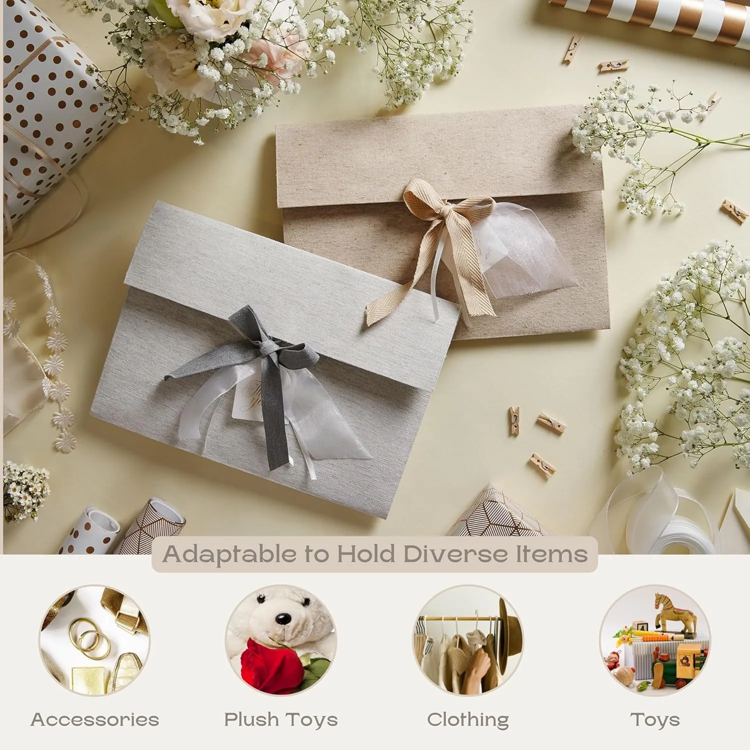 Pack of 2 Luxury Gift Bags (11.02" x 7.87" x 3.93") - Ideal for Valentine's Day, Anniversary, Wedding and Bridesmaid - Gray