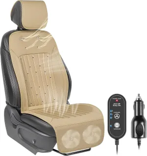 Paffenery 2025 Upgraded Cooling Car Seat Cover Front Seat, 12V-24V Ventilated Cooling Car Seat Cushion, Cooled Seat Cover for Car SUV Truck Universal Fit, Fashion Beige