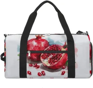 Painted Pomegranate Funny Gym Bag Travel Duffel Bags Carry On Weekender Overnight Bag for Women Men