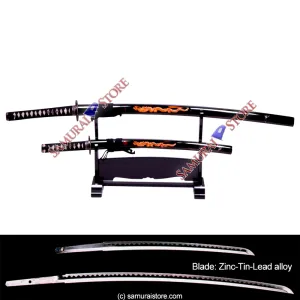 Pair of Display Replica Sword Dragon Carving