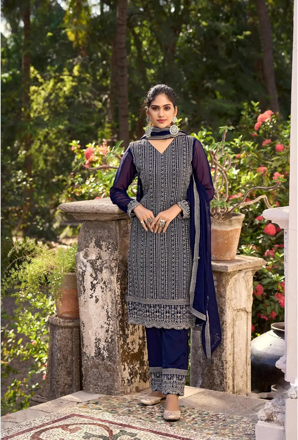 Pakistani Function Wear Salwar Kameez Suits Indian Sewn Stylish Palazzo-Pant Dress