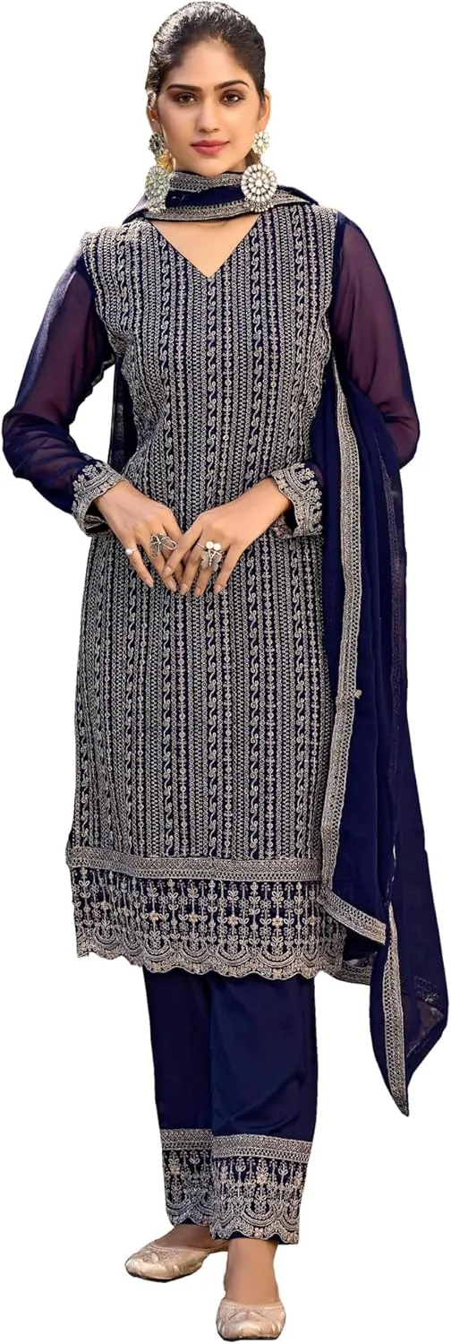 Pakistani Function Wear Salwar Kameez Suits Indian Sewn Stylish Palazzo-Pant Dress