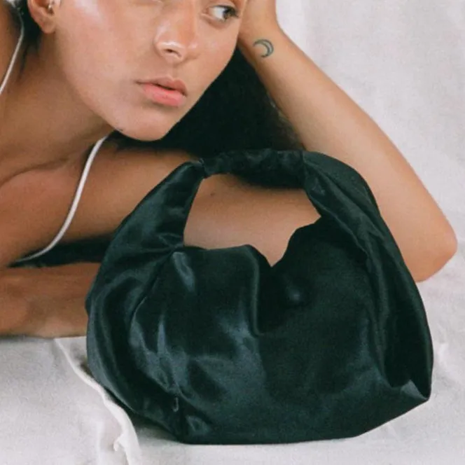 Parachute Bag - Black Silk Satin