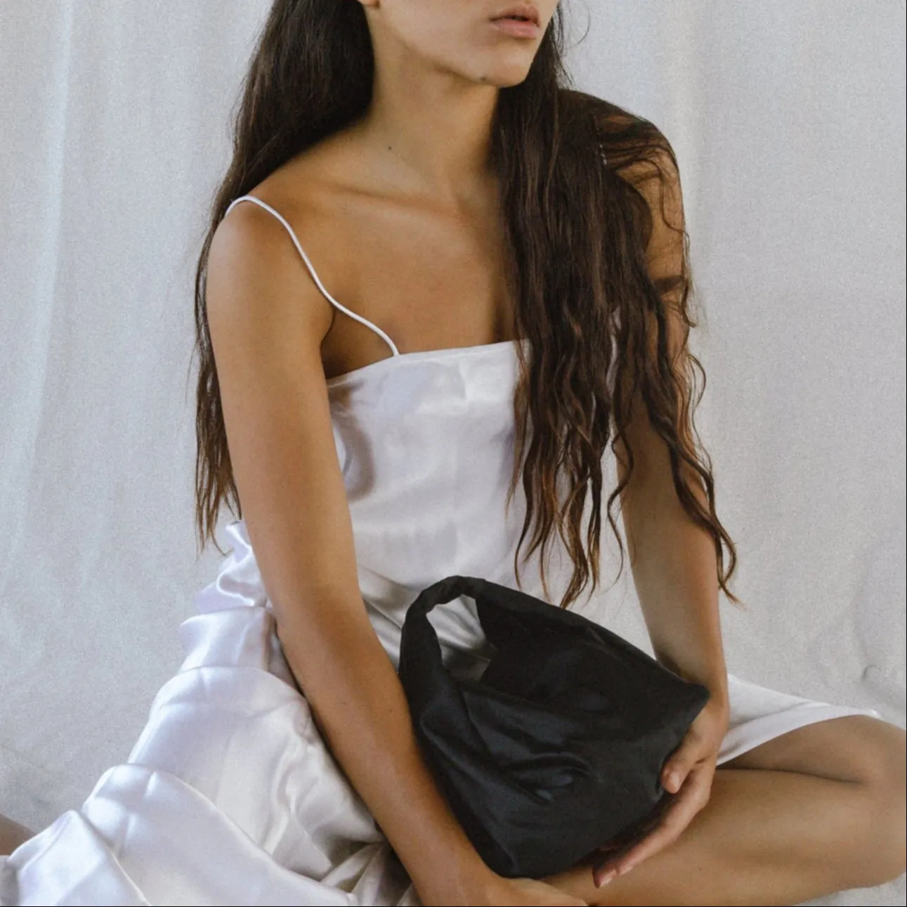 Parachute Bag - Black Silk Satin
