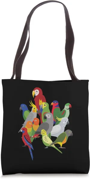 Parrot Flock - Macaw, Cockatoo, African Grey, & Budgie Tote Bag