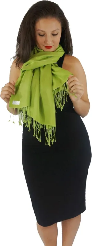 Pashmina scarf-shawl-scarves-poncho-blacket-wool-Silk-wrap-Stole (Lime Green)
