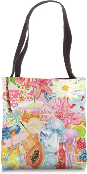 Pastel Coquette Collage Cute Floral Coastal Summer Tote Bag
