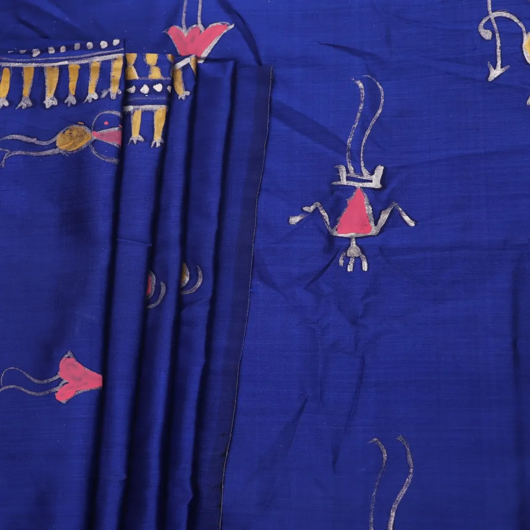 Patachitra Silk Saree - Blue