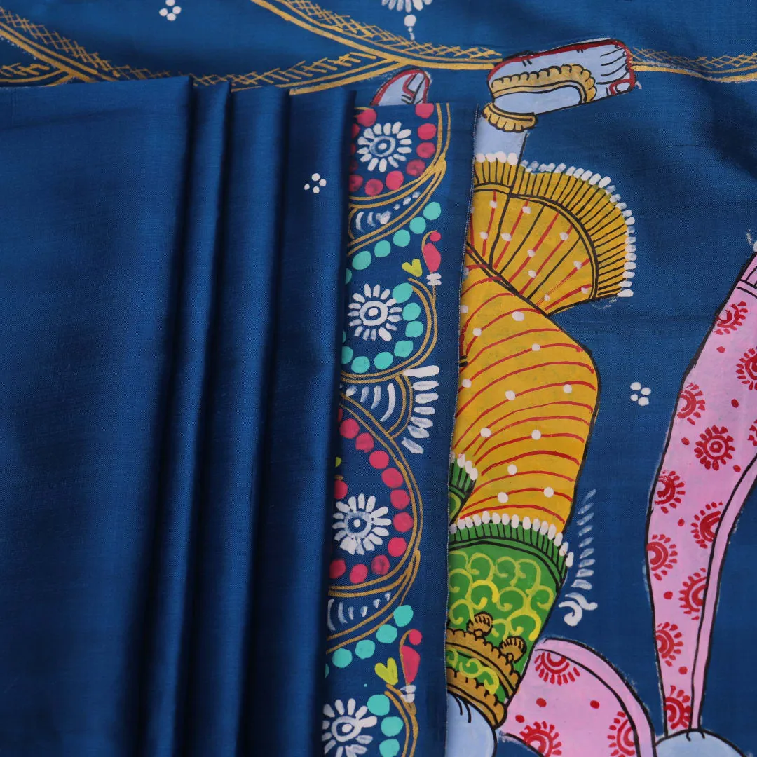Patachitra Silk Saree - Blue