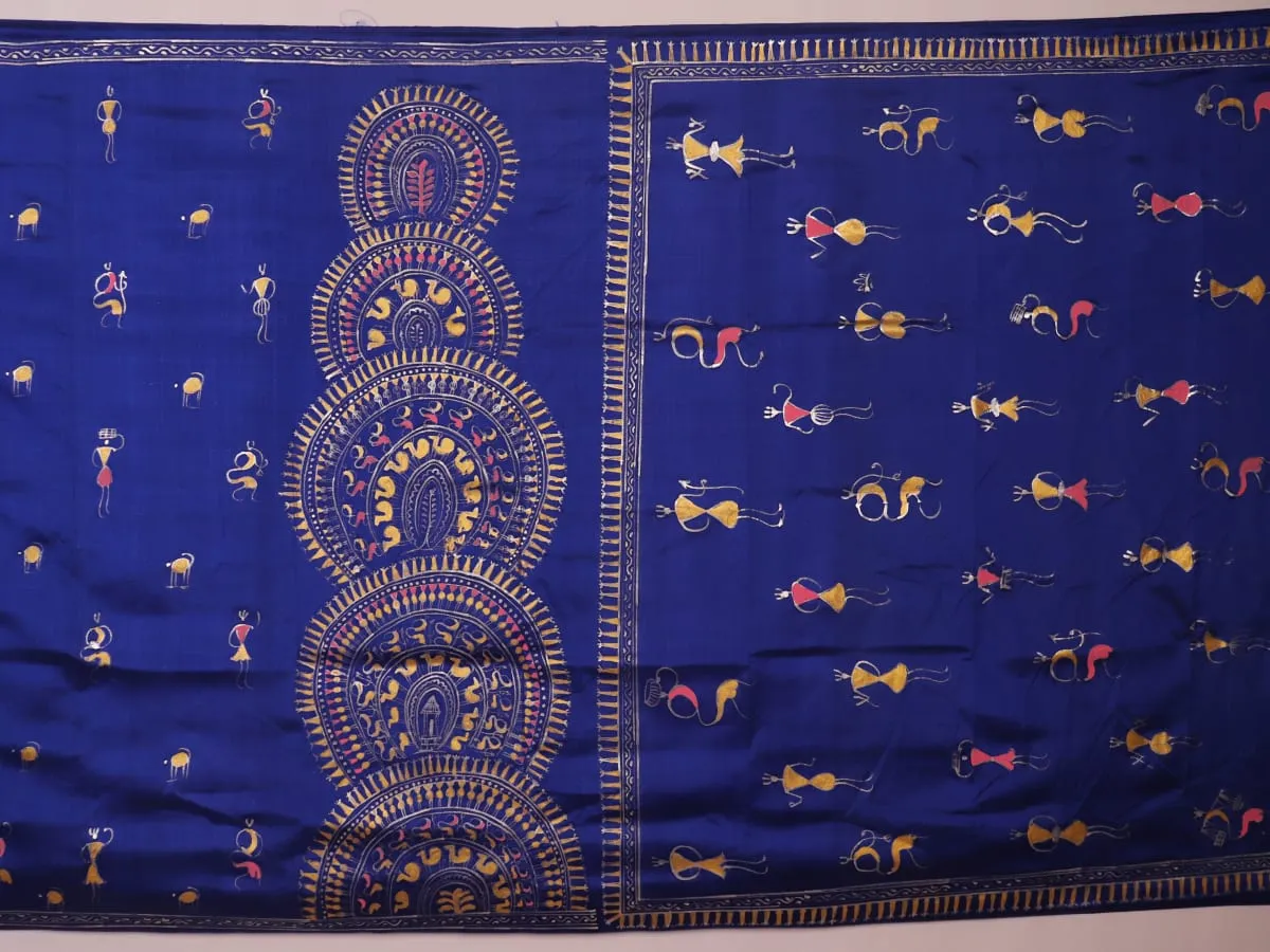 Patachitra Silk Saree - Blue