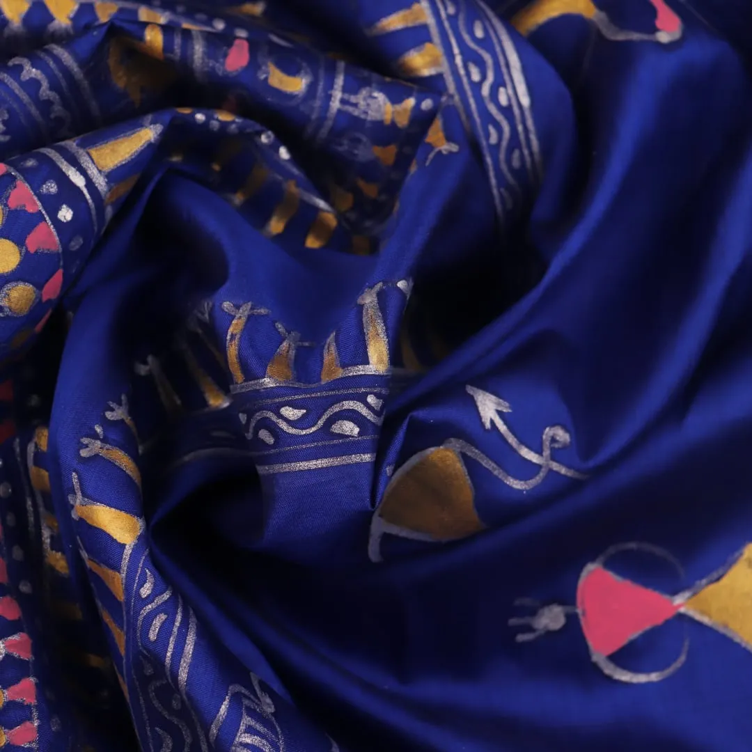Patachitra Silk Saree - Blue