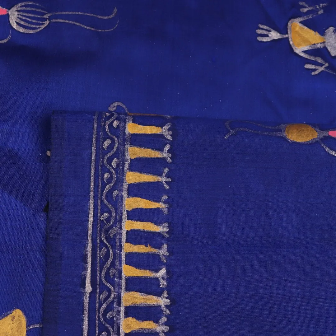 Patachitra Silk Saree - Blue