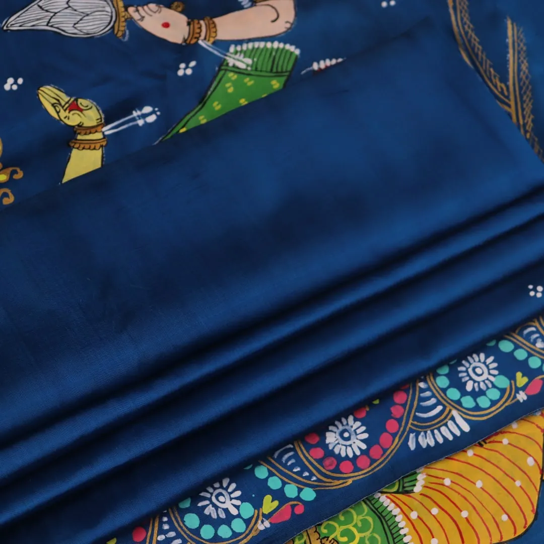 Patachitra Silk Saree - Blue