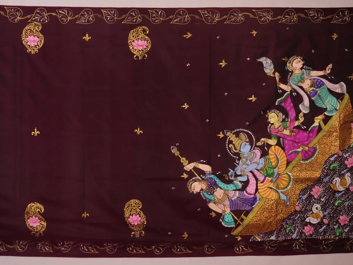 Patachitra Silk Saree - Multi Color