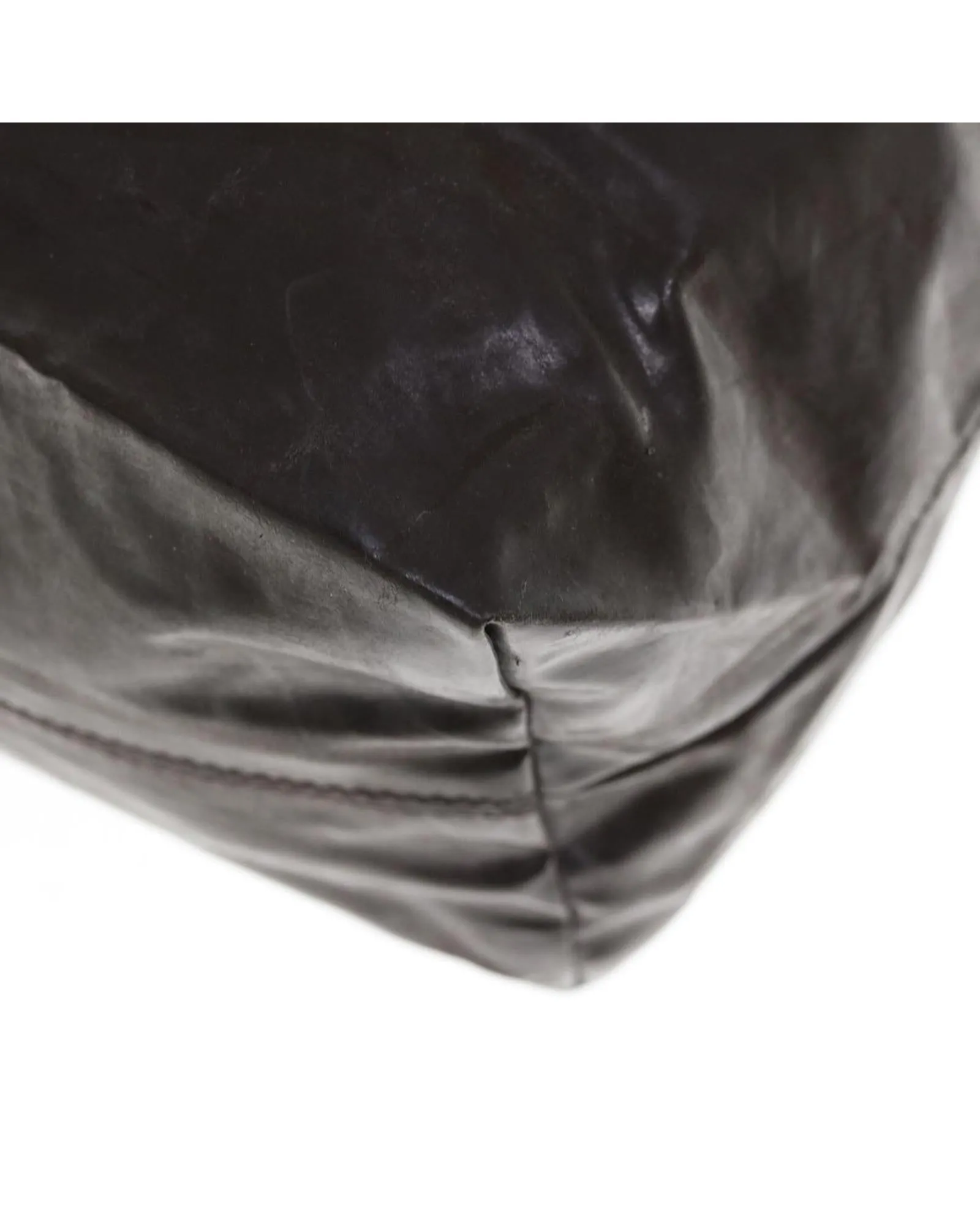 Patent Leather Tote Bag with CC Logo - Brown
