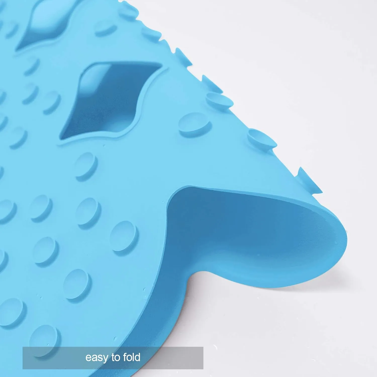 Patented Webos Non Slip Bathtub Mat Shower Mat Bath Mat Tub Mats with Strong Suction Cups Soft Natural Rubber Bath Mat for Inside The tub (Circle-Blue, 28x16 inch)