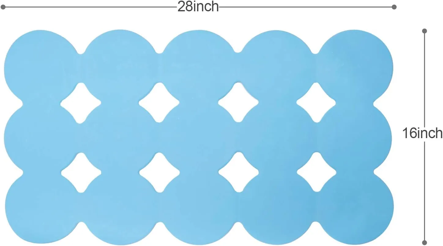 Patented Webos Non Slip Bathtub Mat Shower Mat Bath Mat Tub Mats with Strong Suction Cups Soft Natural Rubber Bath Mat for Inside The tub (Circle-Blue, 28x16 inch)