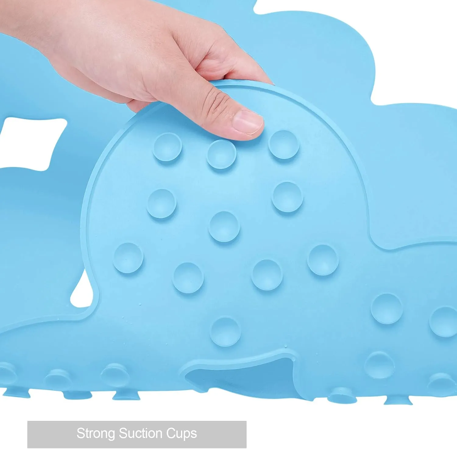 Patented Webos Non Slip Bathtub Mat Shower Mat Bath Mat Tub Mats with Strong Suction Cups Soft Natural Rubber Bath Mat for Inside The tub (Circle-Blue, 28x16 inch)