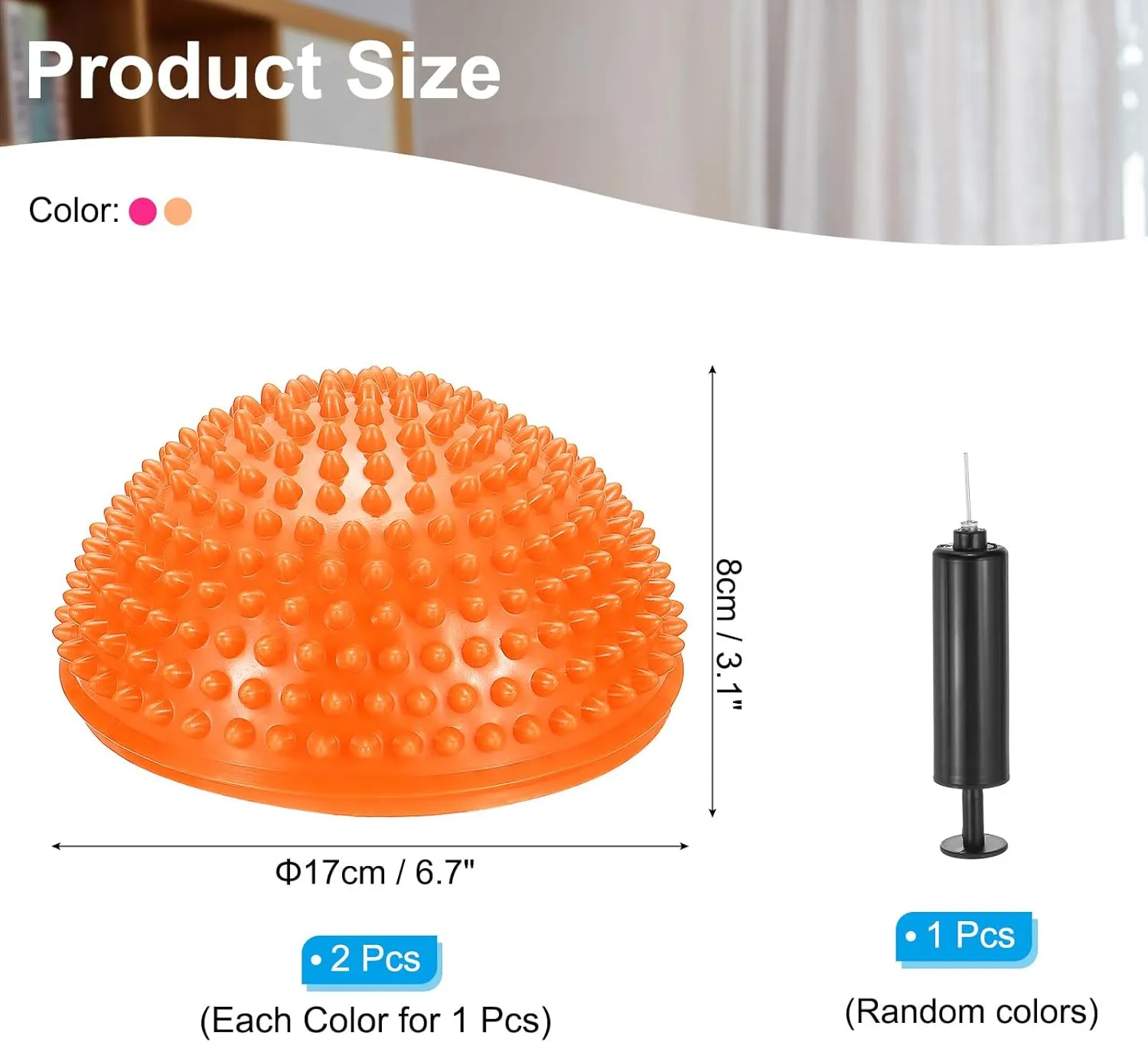 PATIKIL Half Spiky Domes Balance Pods Balance Trainer Dots with Hand Pump for Core Body