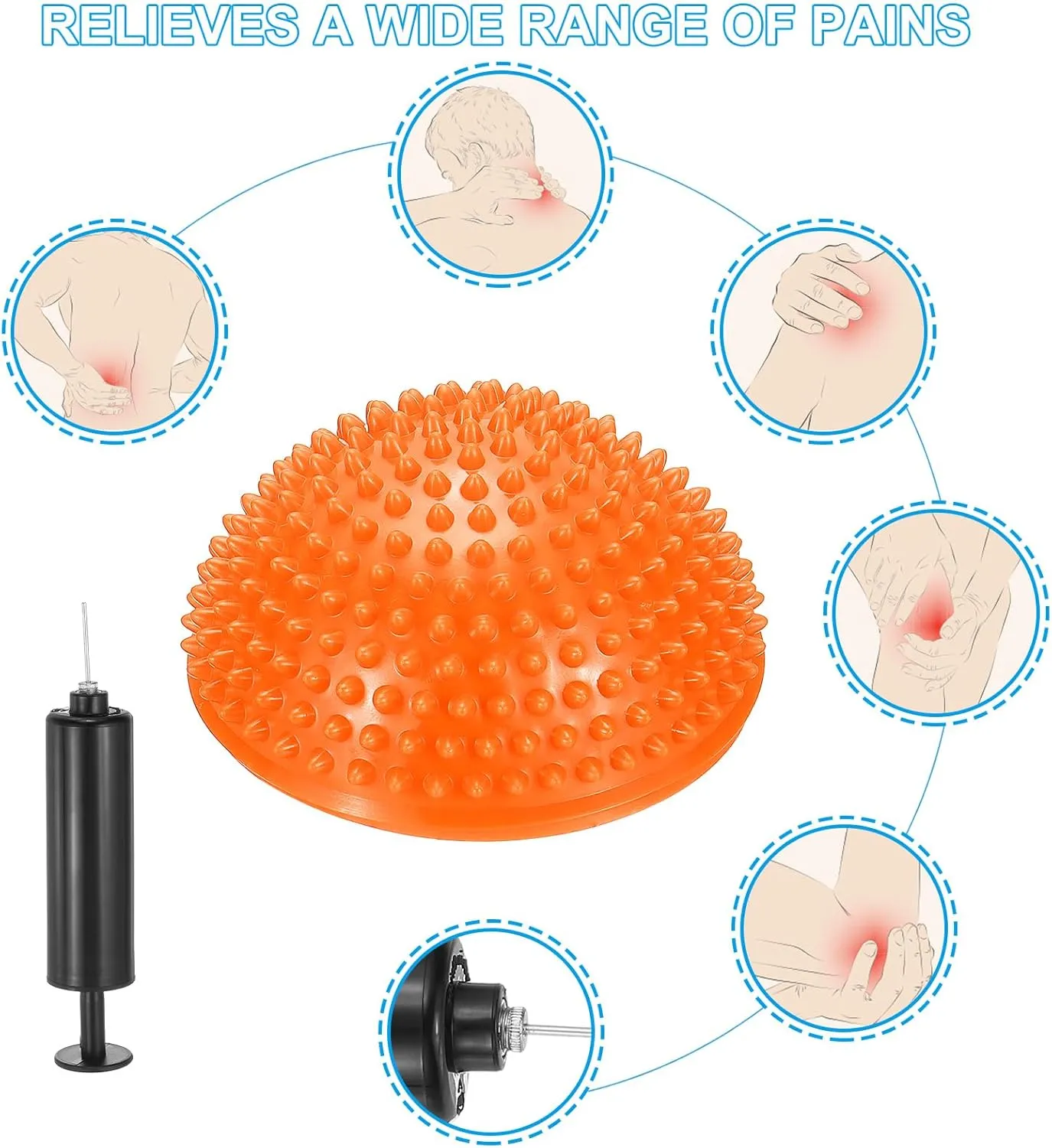 PATIKIL Half Spiky Domes Balance Pods Balance Trainer Dots with Hand Pump for Core Body