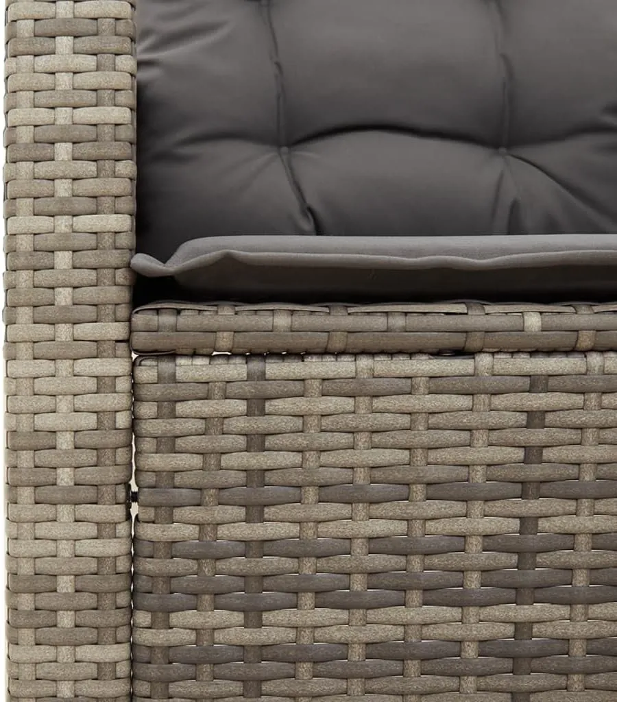 Patio Chair with Cushions Gray PE Rattan Outdoor Lounge Chair for Patio Garden Poolside Backyard Relaxation Comfortable Steel Frame Adjustable Feet
