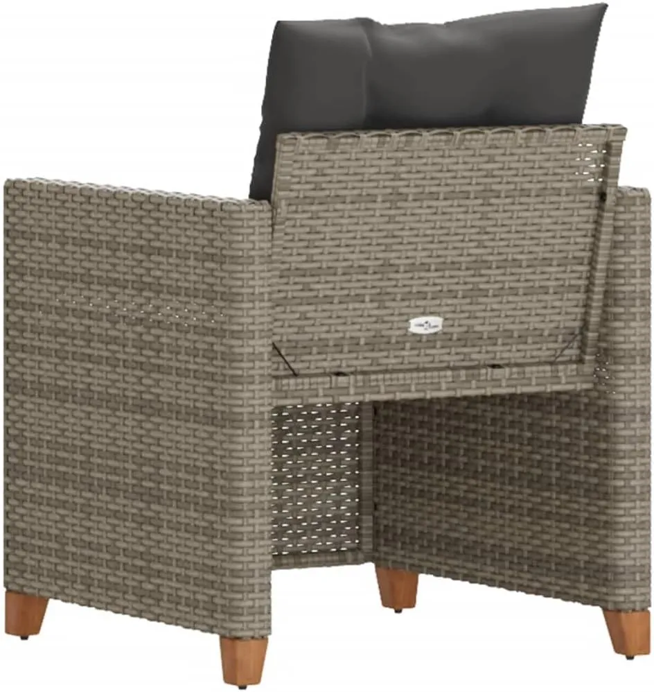 Patio Chair with Cushions Gray PE Rattan Outdoor Lounge Chair for Patio Garden Poolside Backyard Relaxation Comfortable Steel Frame Adjustable Feet
