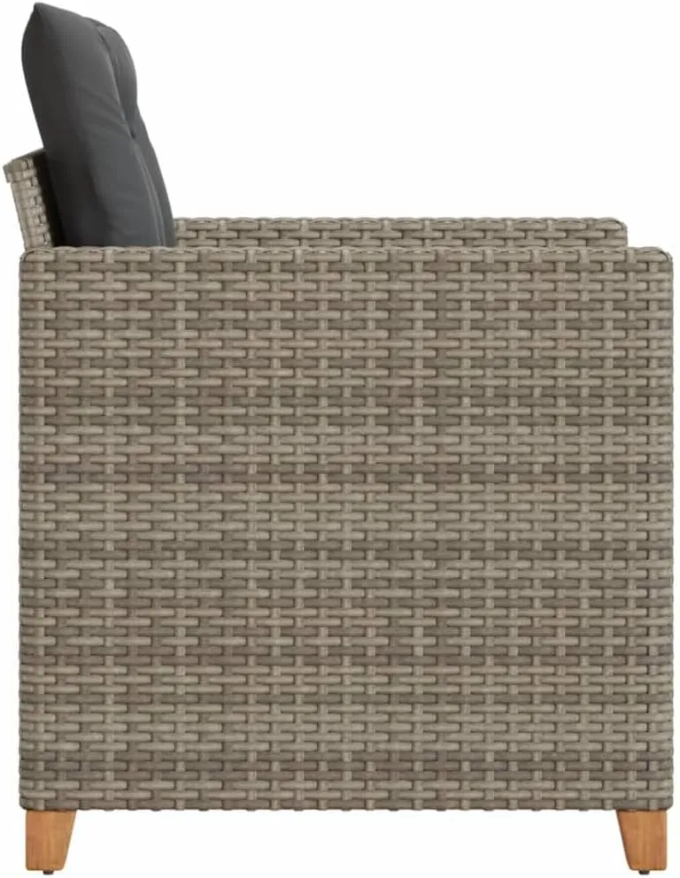 Patio Chair with Cushions Gray PE Rattan Outdoor Lounge Chair for Patio Garden Poolside Backyard Relaxation Comfortable Steel Frame Adjustable Feet