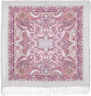 Pavlovo Posad Women's 'Oriental Sweets' Pure Silk Gray Square Scarf 51.2"x51.2"