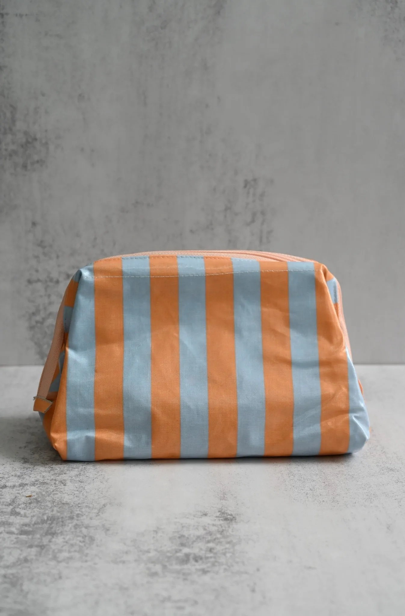 Peach & Blue Striped Wash Bags