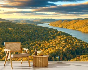 Peel and Stick Wallpaper Aerial View Hudson Valley Colorful Hills Lakes Pictures Self Stick Wall Mural Removable Wallpaper Wall Decor for Living Room Boys Girls Bedroom Nursery