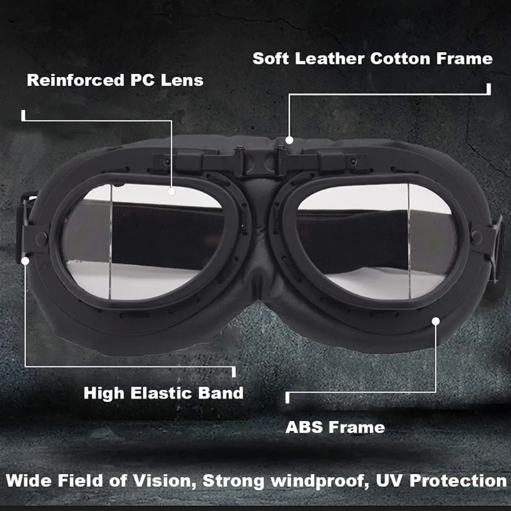 Peicees Vintage Helmet Goggles with Cotton Shemagh Keffiyeh, Motorcycle Riding Goggle Tactical Desert Scarf Neck Head Wrap