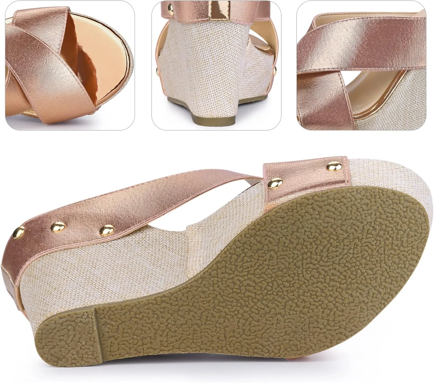 Perphy Open Toe Platform Linen Slide Wedge Sandals for Women