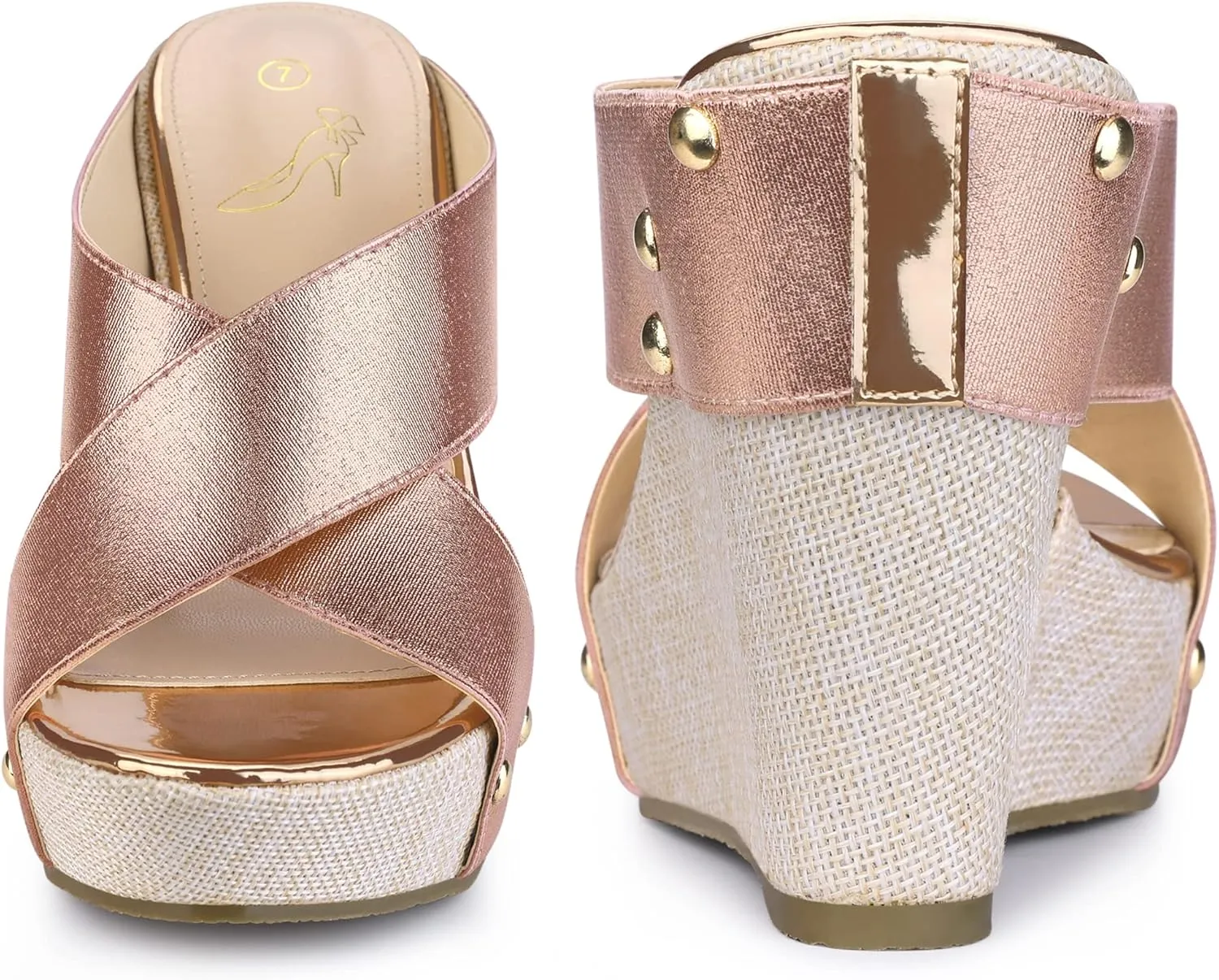 Perphy Open Toe Platform Linen Slide Wedge Sandals for Women
