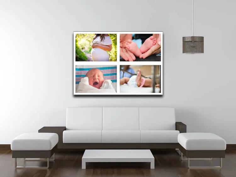 Personalised 4 Photo Collage Canvas - Landscape