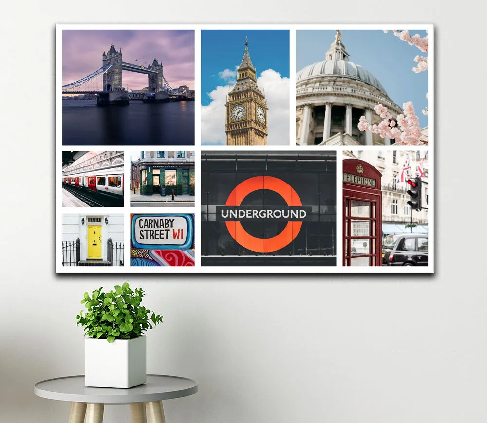 Personalised 9 Photo Collage Canvas - Landscape