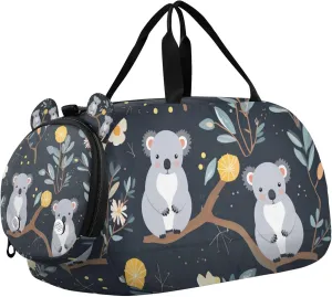Personalized Raccoon Navy Blue Gym Duffel Bag with Shoes Compartment Multifunctional Sports Bag Travel Tote for Travel, Sports, Duffel, Weekender