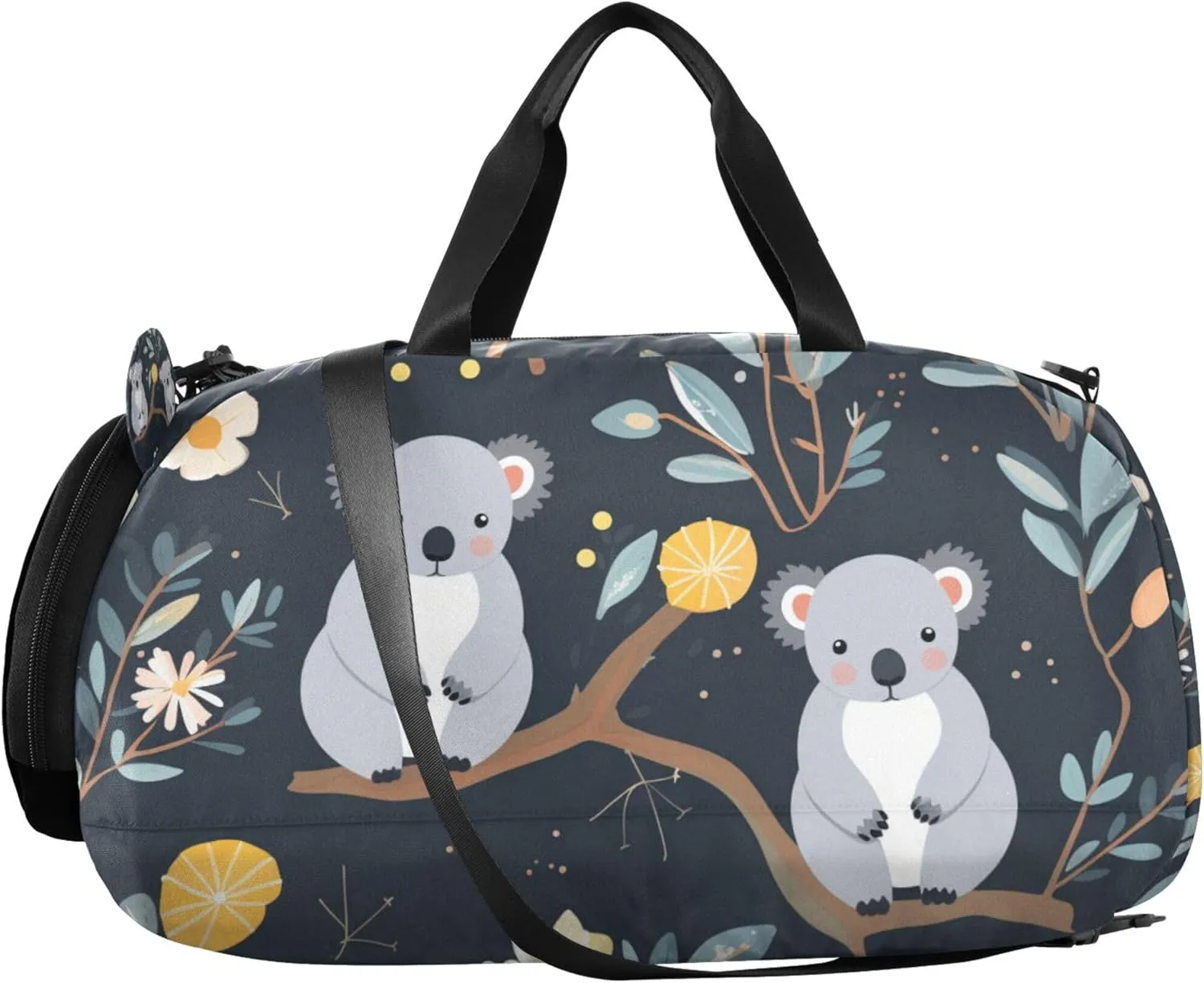 Personalized Raccoon Navy Blue Gym Duffel Bag with Shoes Compartment Multifunctional Sports Bag Travel Tote for Travel, Sports, Duffel, Weekender