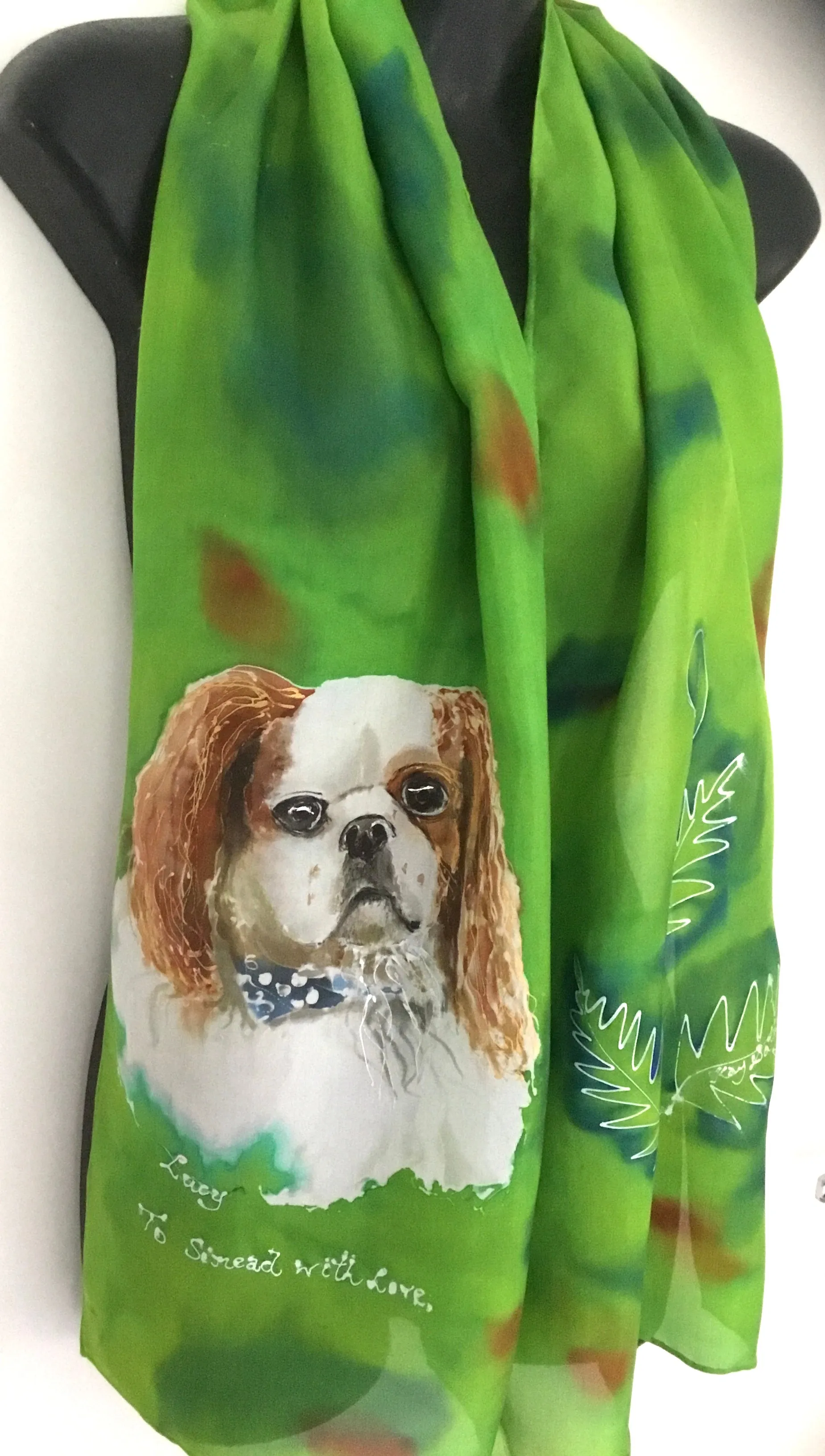 Pet Dog Portrait - Hand painted Silk Scarf