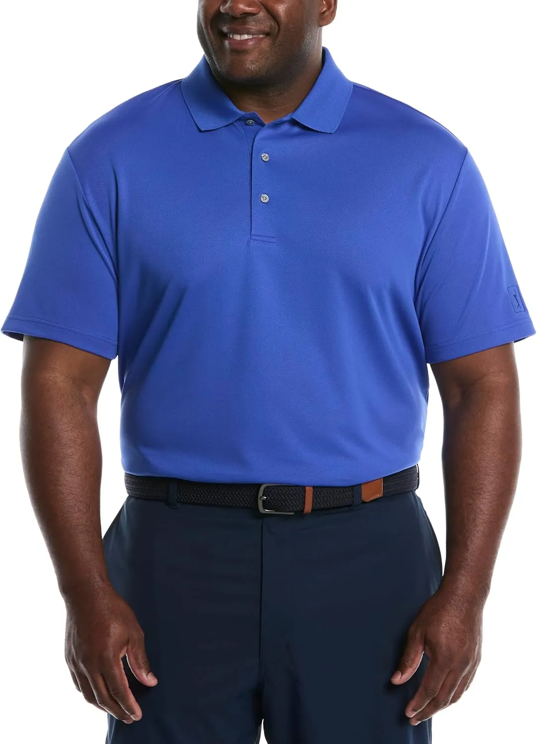 PGA TOUR Men's Airflux Solid Mesh Short Sleeve Golf Polo Shirt (Sizes S-4x)