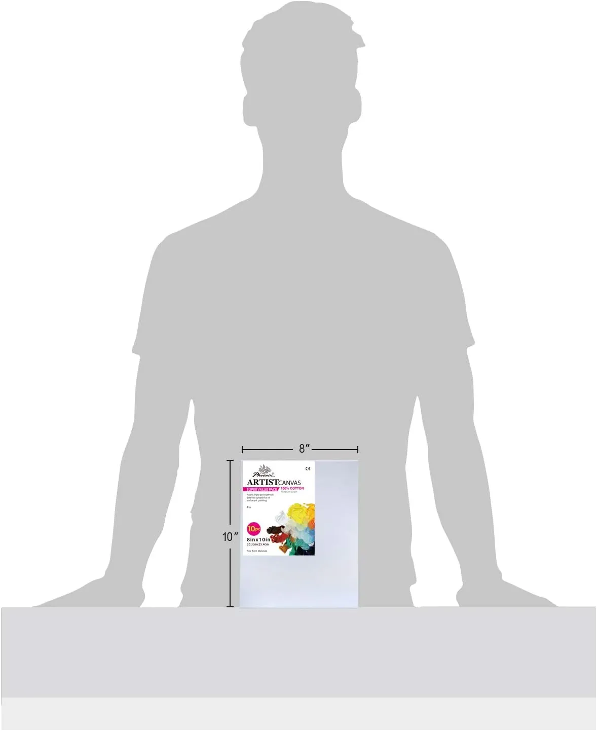 PHOENIX Stretched Canvas for Painting 8x10 Inch/10 Value Pack, 8 Oz Triple Primed 5/8 Inch Profile 100% Cotton White Blank Canvas, Artist Framed Canvas for Oil Acrylic & Pouring Art