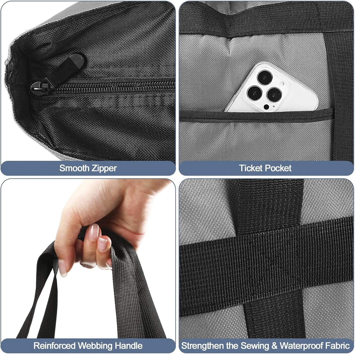 Pickmesh 10 Pcs Large Insulated Cooler Bag with Thermal Foam Insulated Grocery Bags Shopping Bag Food Delivery Bag Travel Insulated Bag Beach Cooler Bags for Grocery, Travel, Beach (Gray)