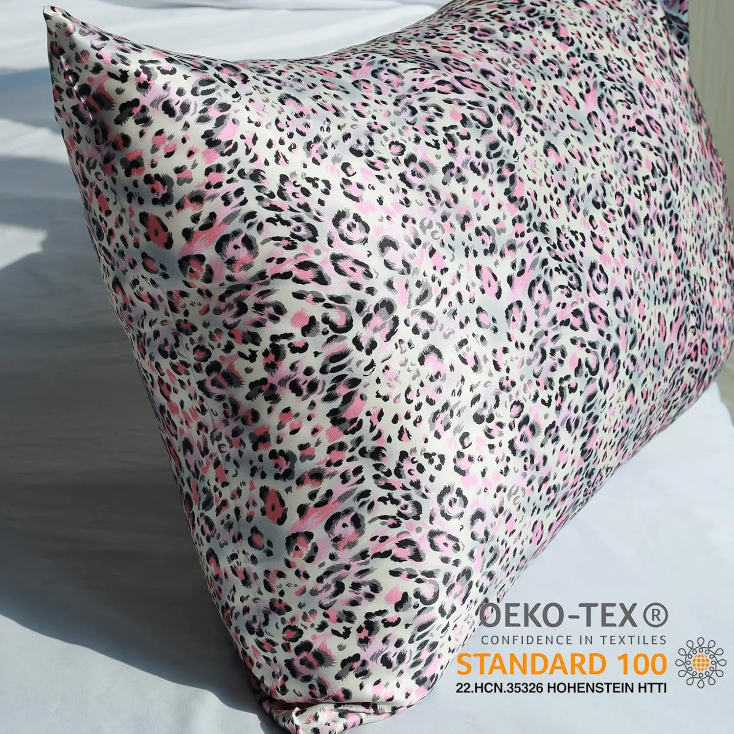 Pink Leopard Print Silk Pillowcase for Hair and Skin - Queen 20"x30", 22 Momme 100% Mulberry Silk Pillow Cases with Zipper