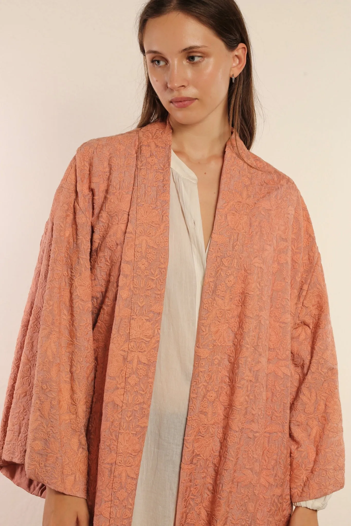 PINK TUSSER SILK KIMONO LENA