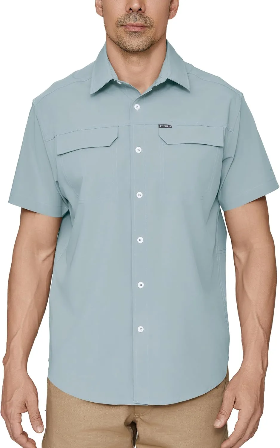 PIQIDIG Men's UPF 50  Sun Protection Shirt Short Sleeve Hiking Fishing Shirt Quick Dry for Safari Travel Button Down Shirts